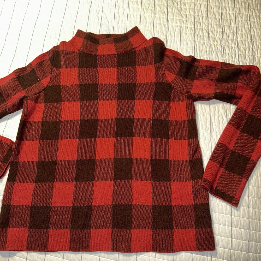Field Flower Sweater Womens XS Anthropologie Plaid Long‎ Sleeve Nylon Wool